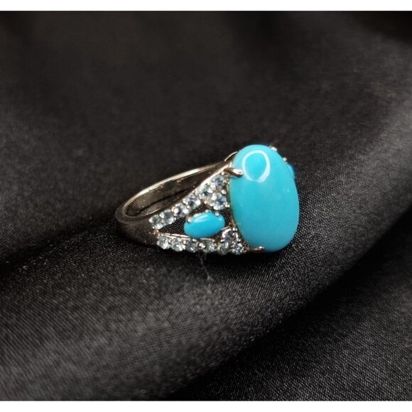Dk Signed 925 Sterling Silver Ring With Composite Turquoise Size 9.5 - Picture 3 of 3